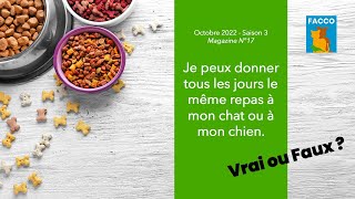 Facco. Je Peux Donner Tous Les Jours Le Même Repas À Mon Chien Ou À Mon Chat. Vrai Ou Faux ?