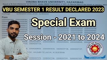 vbu result 2023 : vbu sem 1 special Exam result declared session 2021 to 2024 @commerceworld