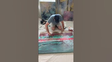 Building layers, creating abstract art with acrylic paint on canvas #art #shorts #painting #artist