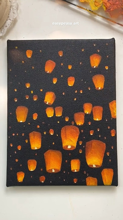Sky lantern Acrylic painting /Full video is available on my channel. #acryliclandscape #painting