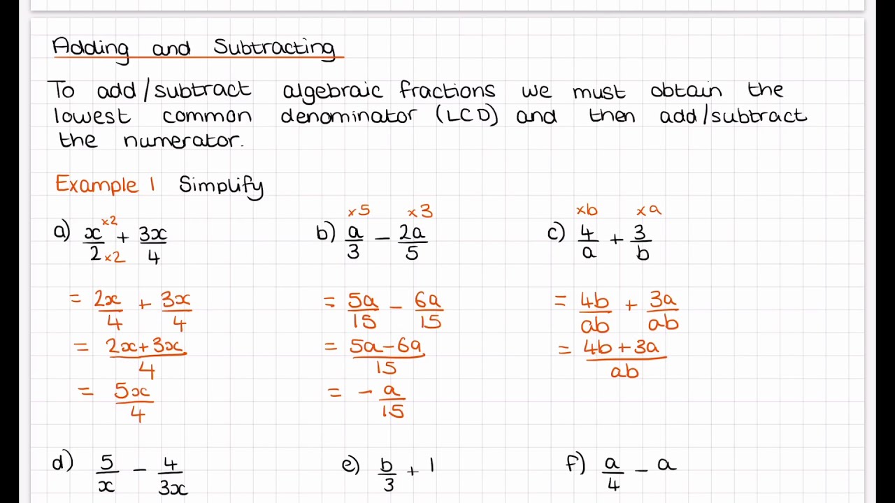 4 Adding and Subtracting Algebraic Fractions - YouTube