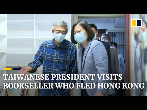 Taiwanese President Tsai Ing-wen visits bookseller who fled Hong Kong