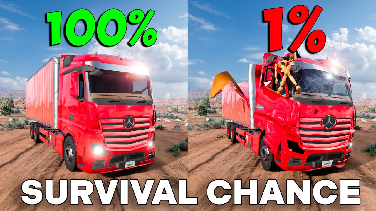 Realistic Extreme Survival Chance Crashes (With Speedometer) | BeamNG.drive #16