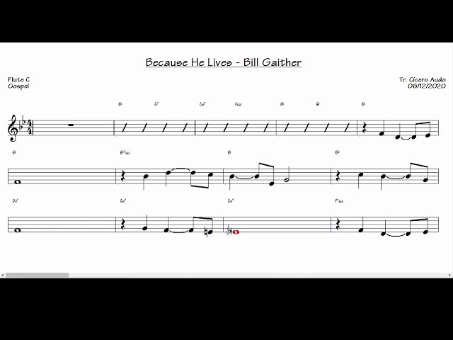Because He Lives - Bill Gaither (Flute C) [Sheet music] class=