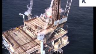 Helicopter Aerial Offshore Oil Platform, 1960s/ 1970s Colour Archive Footage