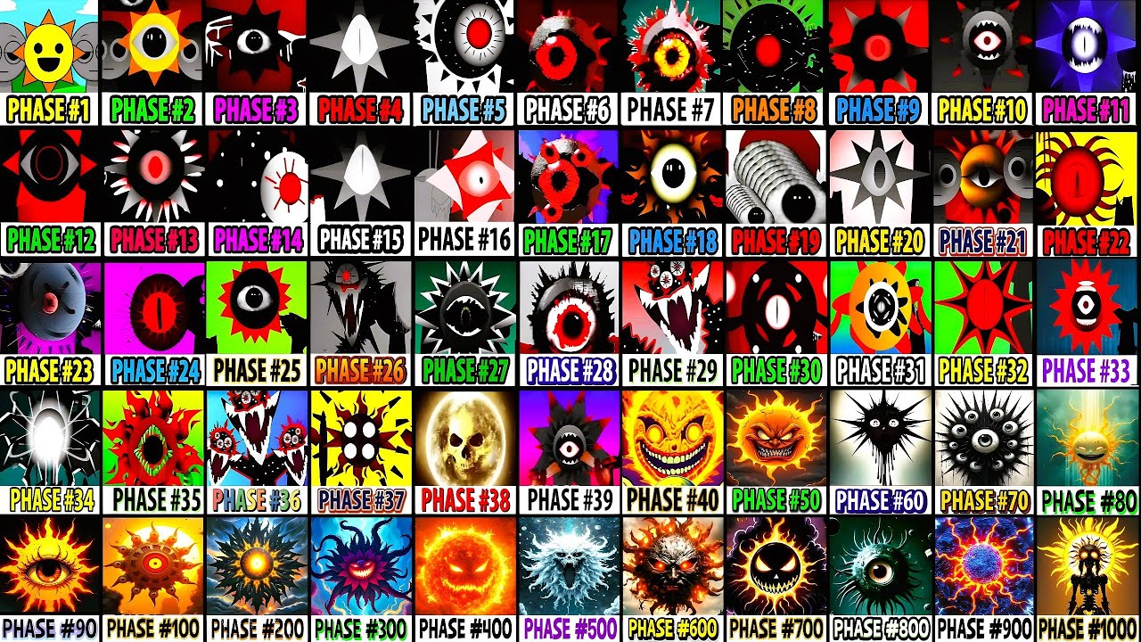 Incredibox Sprunki Mix All Phases: Phase 10 VS Phase 100 VS Phase 1000 VS All Phase Mr Sun 1-1000