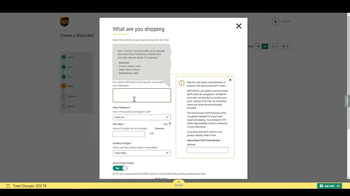 How to ship internationally on ups.com with enhanced web shipping