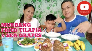 MUKBANG FRIED FISH TILAPIA + SEA GRAPES (LATO /SALAD) @rcjfamilyvlogs