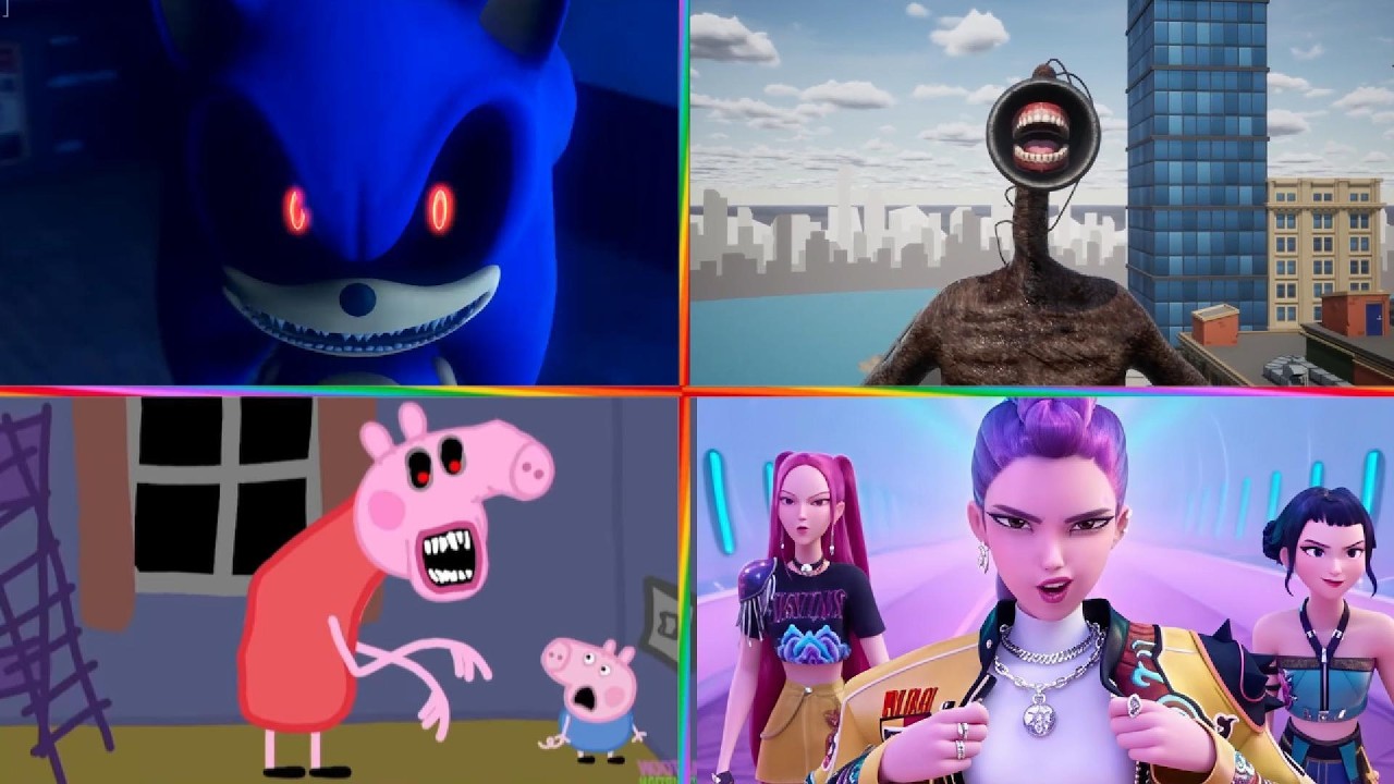 Sonic .Exe  🆚 Siren Head 🆚 Peppa Pig.ExE  🆚 Kpop demon hunter 🎶 Tiles Hop EDM Rush
