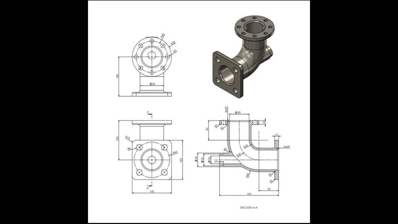 Elbow flanged Solidworks Tutorial | Фланцевое колено Солидворкс ...