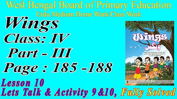 Wings Class 4 Lesson 10 Page 185-188 activity 9&10 Fully Solved II Class 4 Wings Pg 185-188 Solved