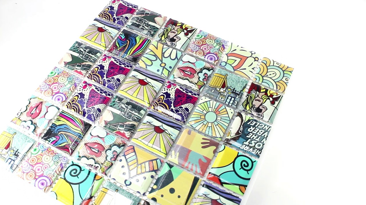 Retro Vintage POP UP Mosaïque En Céramique Multicolore 18D-1605_b