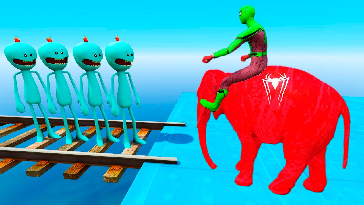 SPIDERMAN Vs HULK McQueen Friend CARS SEA GODZILLA Ramp Challenge! SUPERHERO Mack Truck Race - GTA V