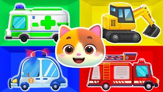 baby learns vehicles with daddy police car learning colors song kids song mimi and daddy