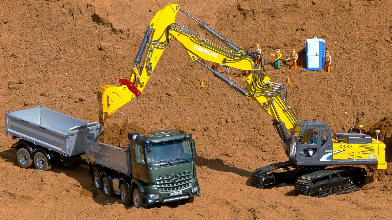RC MODEL TRUCKS, RC EXCAVATORS, RC WHEEL LODER, RC DOZER IN ACTION!! RC KABOLITE K350-200, RC AROCS