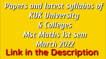 M.A /MSc Mathematics Examination Papers 2022 Kurukshetra University and of colleges|| Pdf available