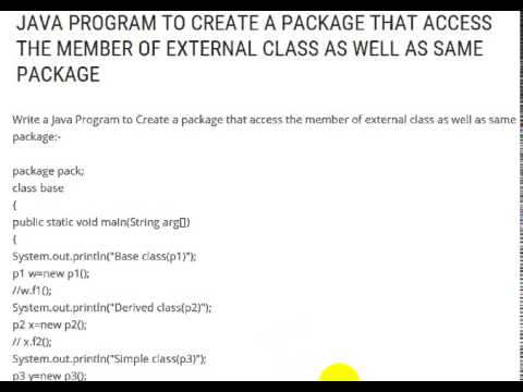 JAVA PROGRAM TO CREATE A PACKAGE THAT ACCESS THE MEMBER OF EXTERNAL ...