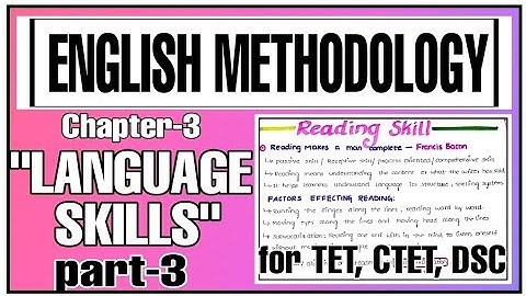 TET/ DSC ENGLISH METHODOLOGY {Video-8} ||CHAPTER-3: LANGUAGE SKILLS PART-3 #readingskill