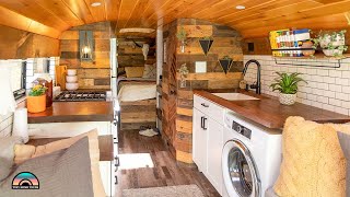 Beautiful DIY 27 Ft. school bus Tiny House w\/ hidden wall storage