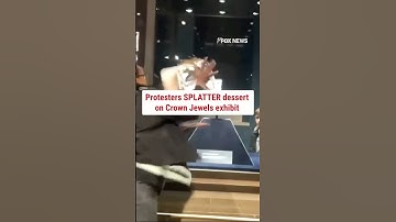 Protesters SPLATTER dessert on Crown Jewels exhibit #shorts #us #news #protest