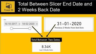 Power BI - Dynamic Total Between Two Dates - Date Slicer Latest Selected Date and 2 weeks back Date