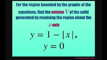 Find volume of solid generated by revolving the region about x axis for y = 1 - |x| and y =0