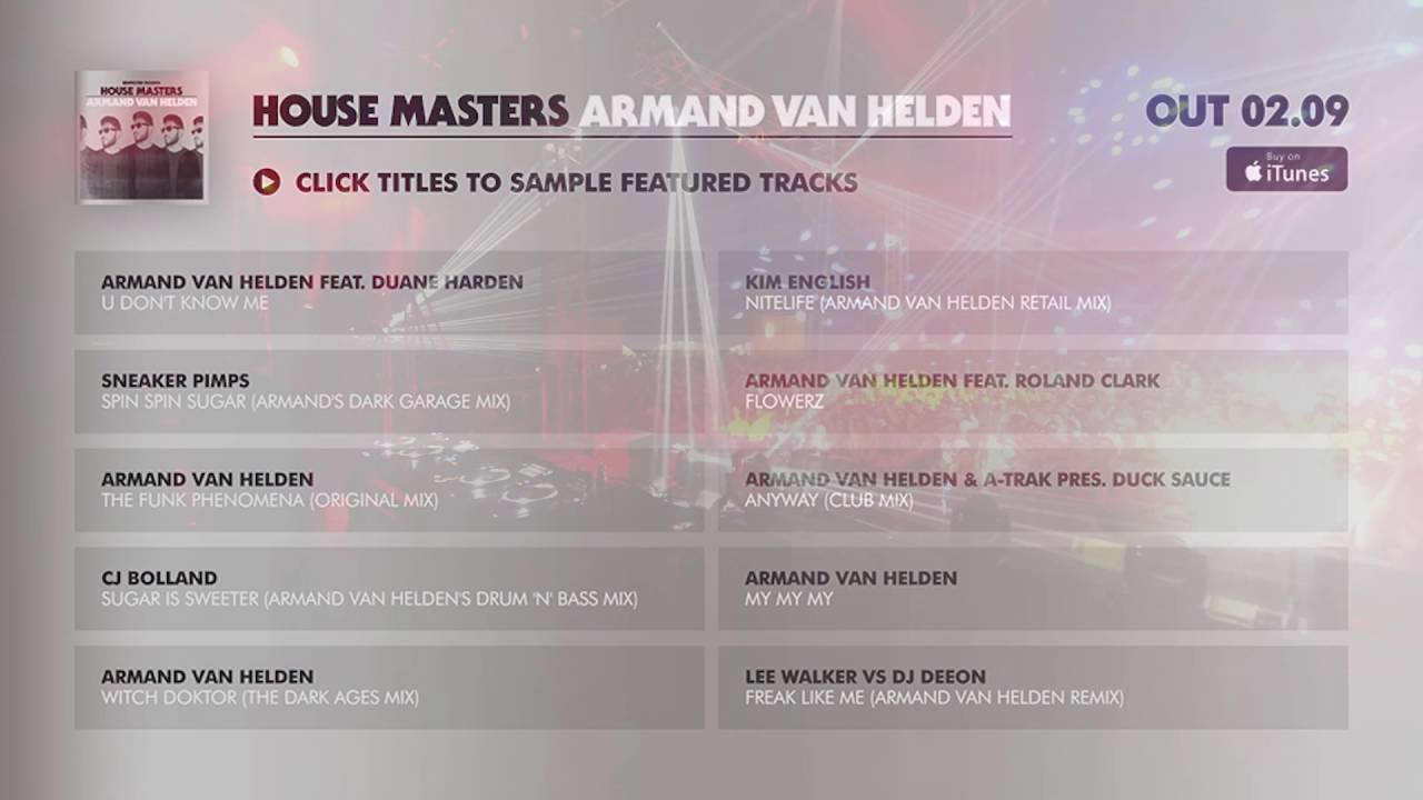 House Masters: Armand Van Helden - Album Sampler - YouTube