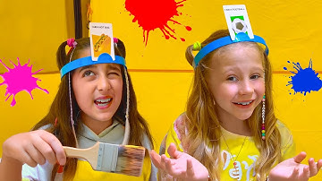 Nastya và Evelyn giả vờ cắm trại, chơi trò chơi và kể những câu chuyện thú vị cho trẻ em