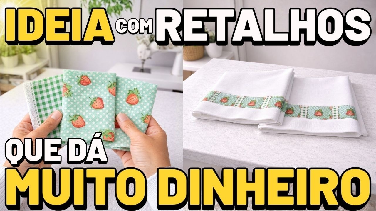 IDEIA de Barrado POUCO TECIDO para Pano de Prato FÁCIL e RÁPIDO pra Vender