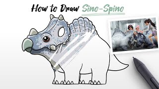 How To Draw Sino-Spino Spinoceratops Sinoceratops Spinosaurus From Juric World Camp Cretaceous