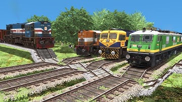 4 TRAINS RUNNING ON RISKY RAILROAD TRACKS | BUMPY RAILROAD - Train Simulator 2022 #railroad