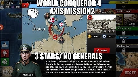 World Conqueror 4/ Axis Mission 2/ 3 STARS TUTORIAL/ WITHOUT GENERALS