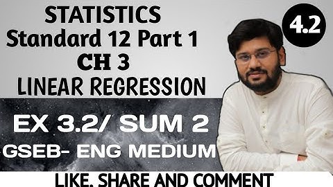 4.2 | calculation of regression of coefficient | by u v method | ch3 std 12 stats gseb | class 12 |