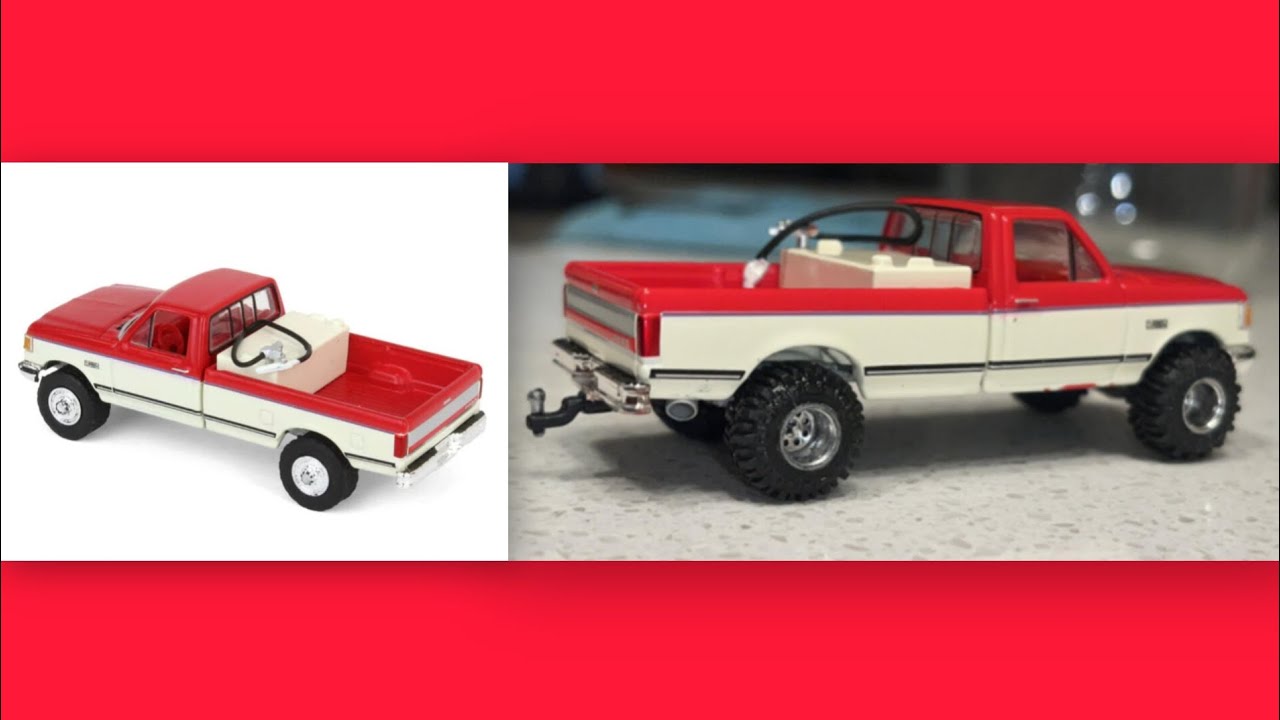 1991 Ford F250 1:64 scale Greenlight wheel swap, hitch and exhaust 