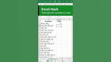 Excel functions to find total for numbers in systematic text