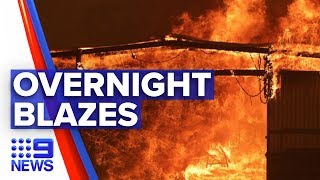 Fire crews work overnight to contain blazes | Nine News Australia