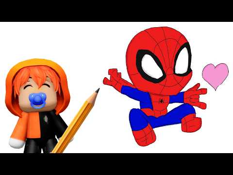 HOW TO DRAW A KAWAII SPIDER-MAN HOLDING A HEART ❤️💙 STEP BY STEP ✅