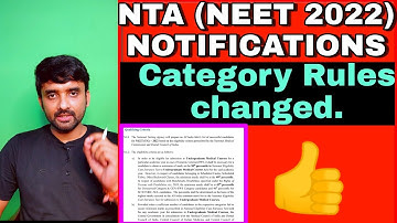NTA (NEET 2022) NOTIFICATIONS||NEW Category Changed 🔥🔥