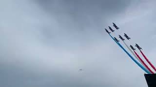 Fly by at the Top Gun Maverick Cannes premiere - fighter jets fly over the Croisette
