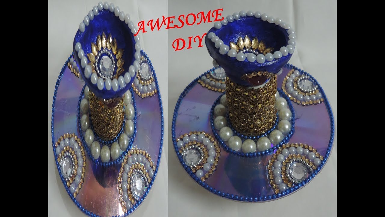 how to make beautiful diya stand for diwali decoration best out of