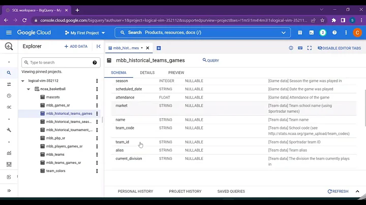 SELECT Statements to query Big Query Data