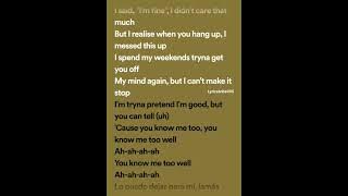 KNOW ME TOO WELL - New Hope Club,Danna Paola  #newhopeclub #dannapaola #lyrics#spotifylyrics #shorts