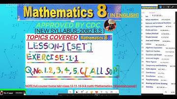 1.3. Class 8/ Exercise 1.1 All Soln in English | Lesson 1 Set | Er Umar