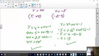 Lesson 22 - Solving Circle-Linear and Quadratic-Linear Systems of Equations Algebraically
