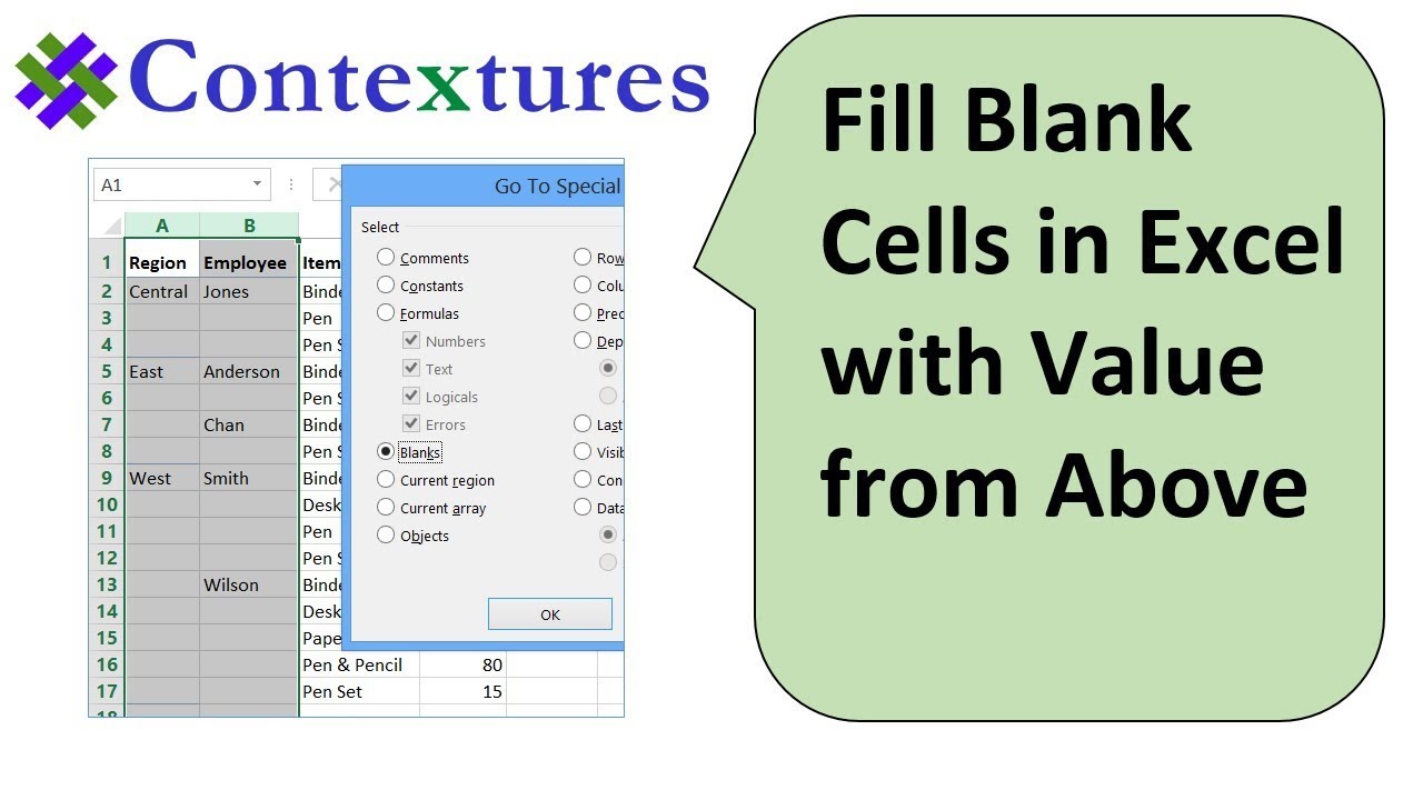 fill-blank-cells-in-excel-with-value-from-above-youtube