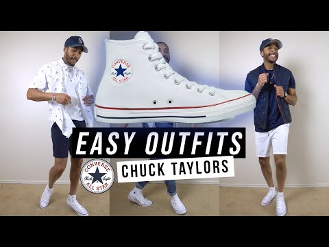 outfits with white converse men