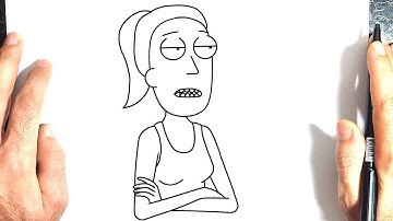 how to draw summer Smith from Rick and Morty easy step by step for kids/cómo dibujar
