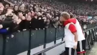 Feyenoord players celebrating with fans! ( Feyenoord - Ajax )