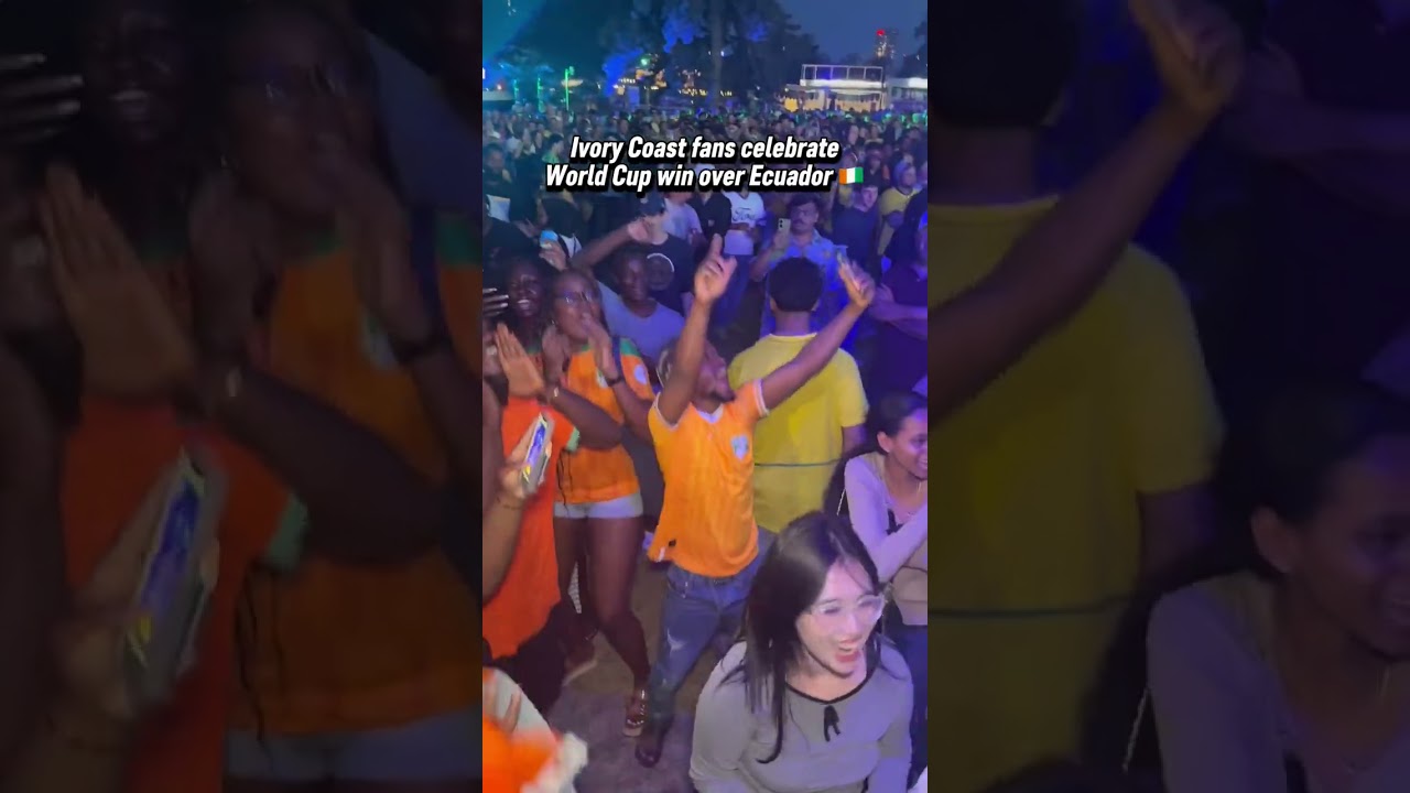 Ivory Coast celebrates World Cup win over Ecuador | #Shorts#WorldCup