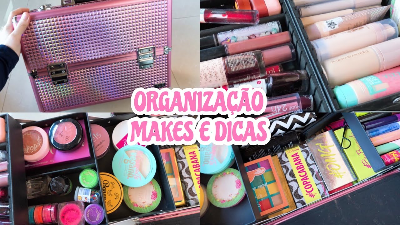 COMO EU ORGANIZO MINHA MALETA DE MAQUIAGEM | DICAS E MAKES